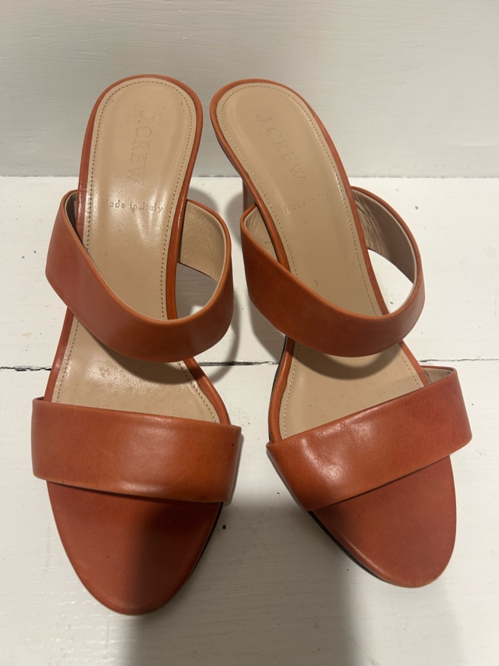 J. Crew Leather Sandals in Cognac